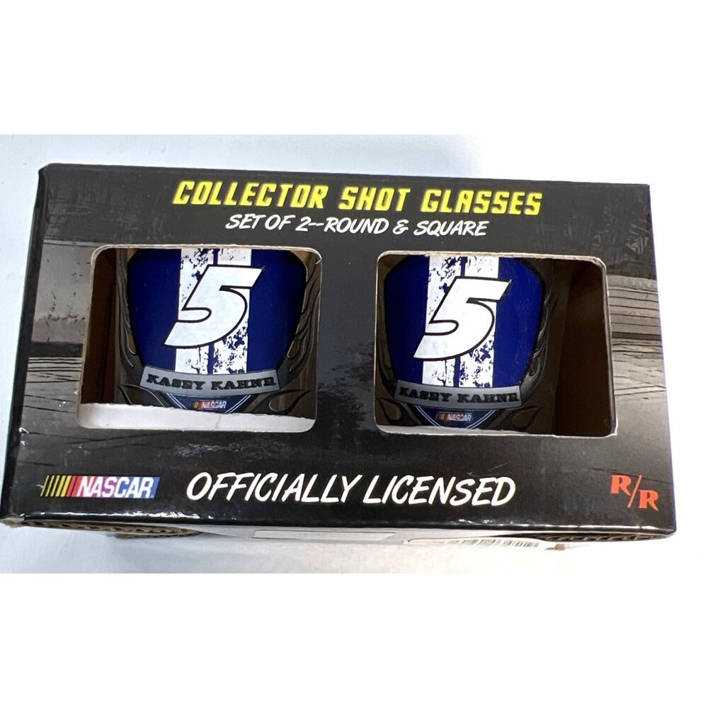 NASCAR Kasey Kahne #5 Collector Shot Glasses Set Of 2 Round & Square Officially